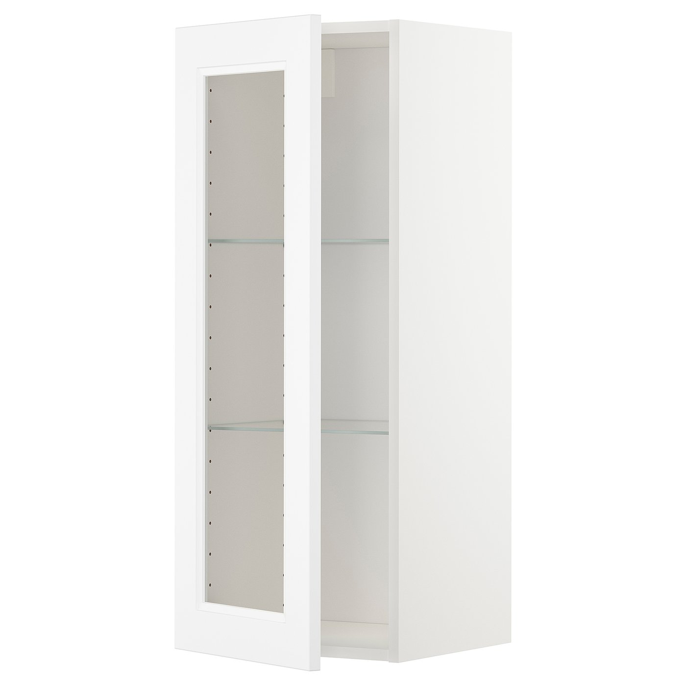 METOD Wandschrank mit Böden/Glastür weiß/Axstad matt