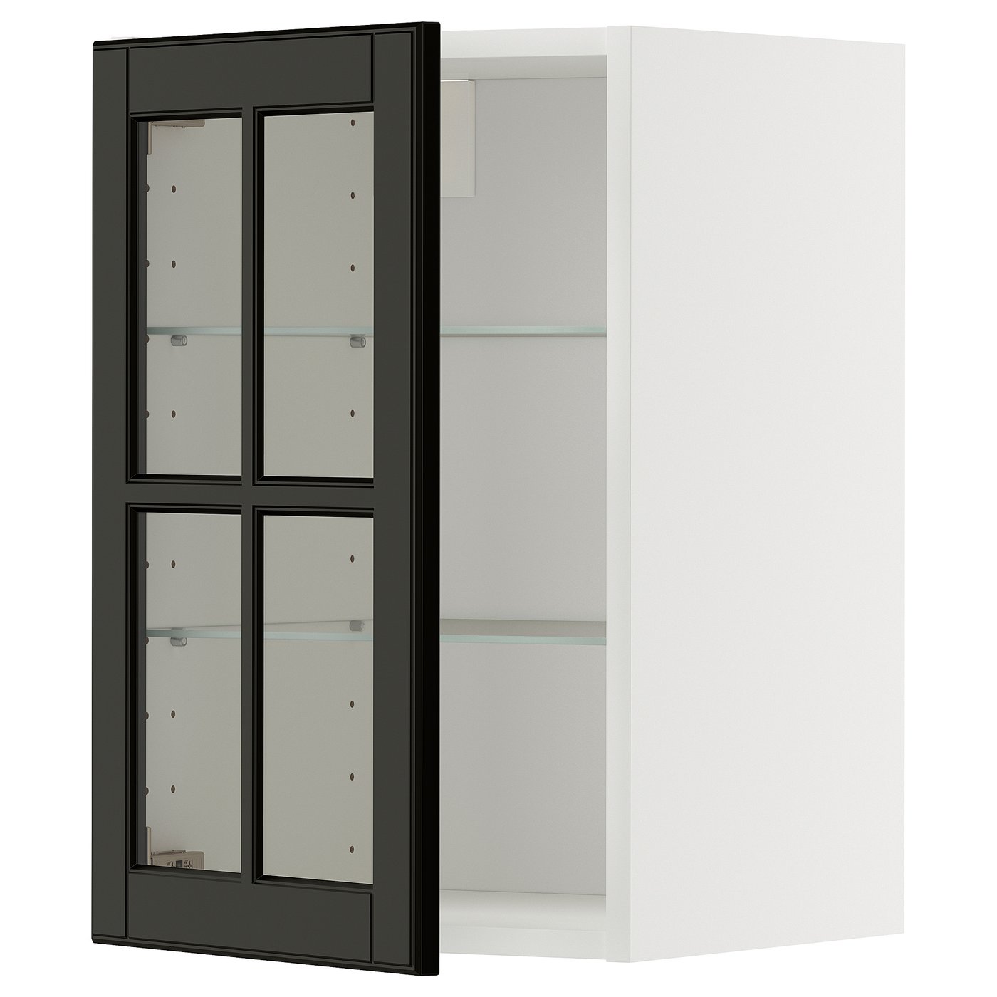 IKEA METOD Wandschrank mit Böden/Glastür weiß/Bodbyn schwarz 40x60 cm