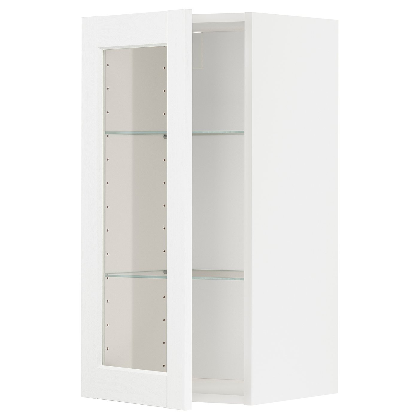 IKEA METOD Wandschrank mit Böden/Glastür weiß Enköping/weiß Holzeffekt 40x80 cm