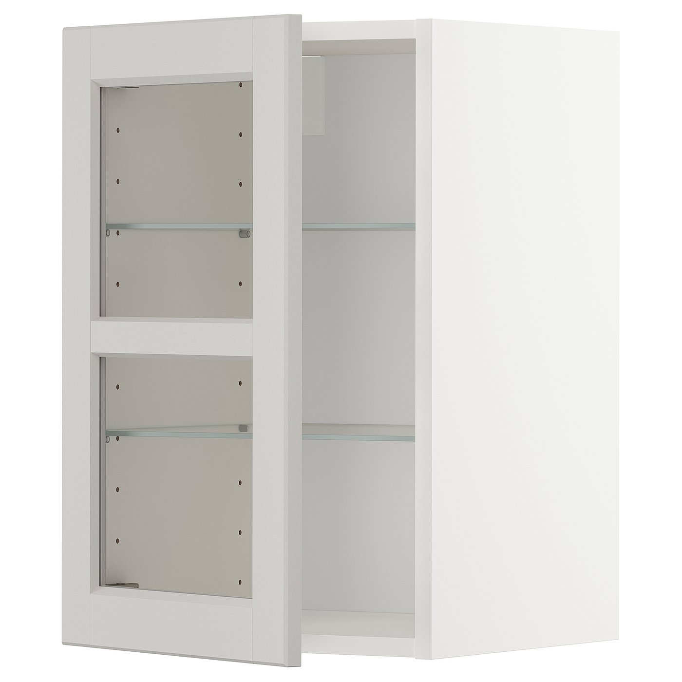 IKEA METOD Wandschrank mit Böden/Glastür weiß/Lerhyttan hellgrau 40x60 cm