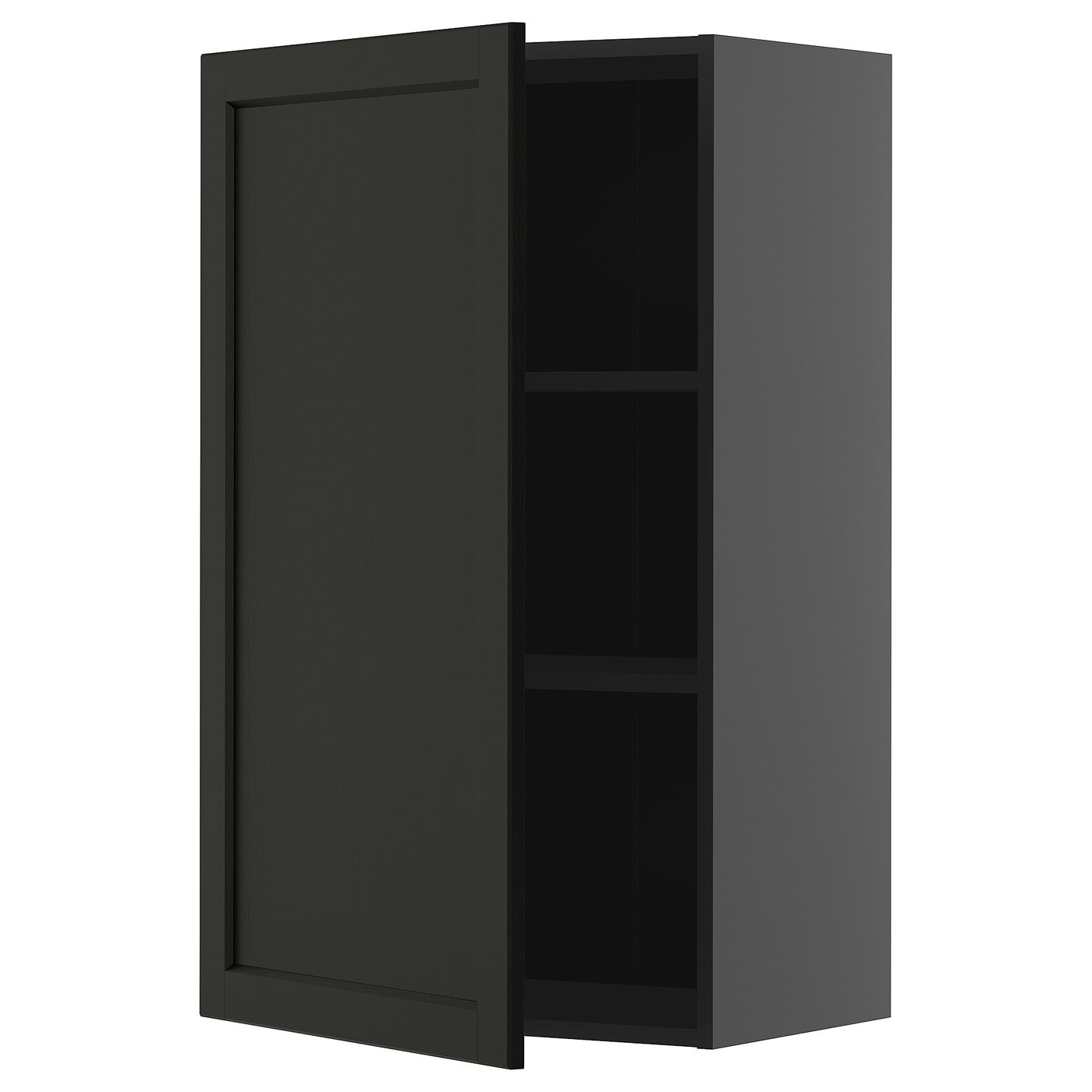 IKEA METOD Wandschrank mit Böden schwarzgrau/Lerhyttan schwarz lasiert 60x100 cm