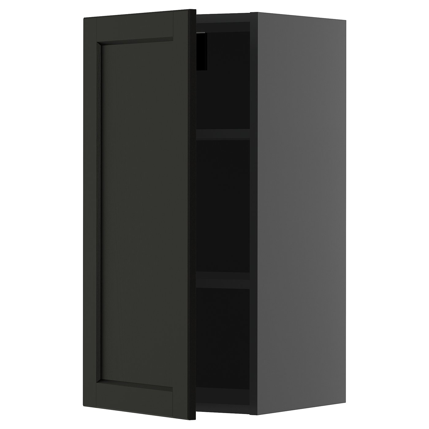IKEA METOD Wandschrank mit Böden schwarzgrau/Lerhyttan schwarz lasiert 40x80 cm