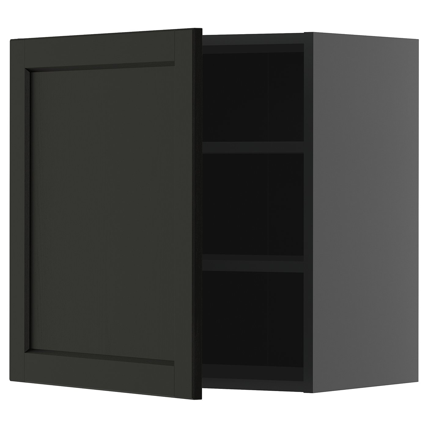IKEA METOD Wandschrank mit Böden schwarzgrau/Lerhyttan schwarz lasiert 60x60 cm