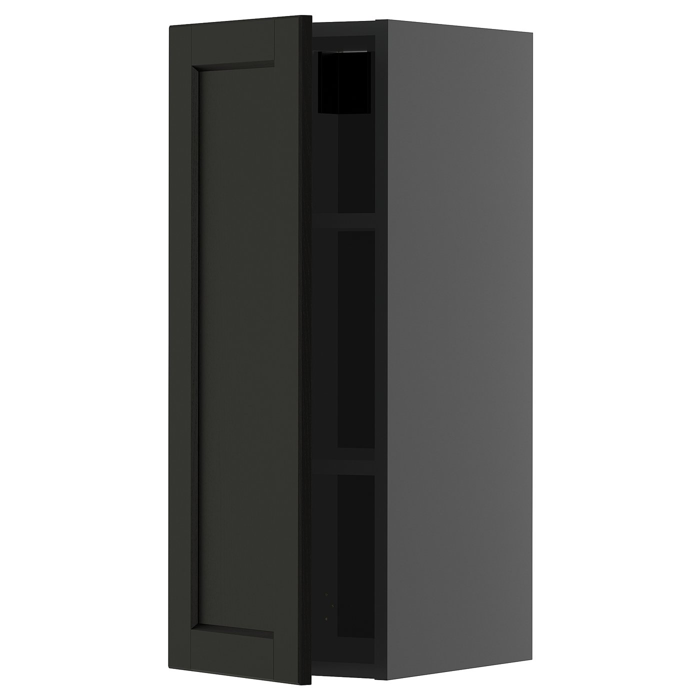 IKEA METOD Wandschrank mit Böden schwarzgrau/Lerhyttan schwarz lasiert 30x80 cm