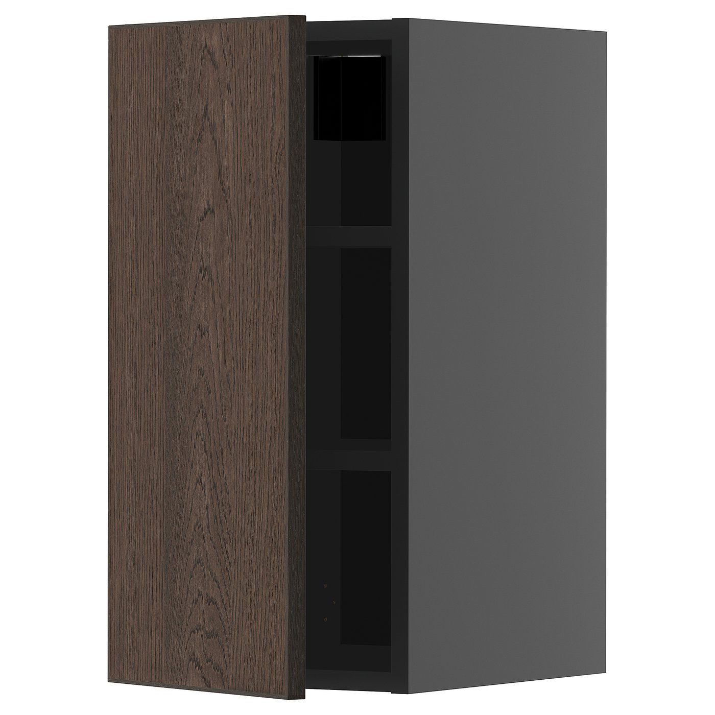 IKEA METOD Wandschrank mit Böden schwarzgrau/Sinarp braun 30x60 cm