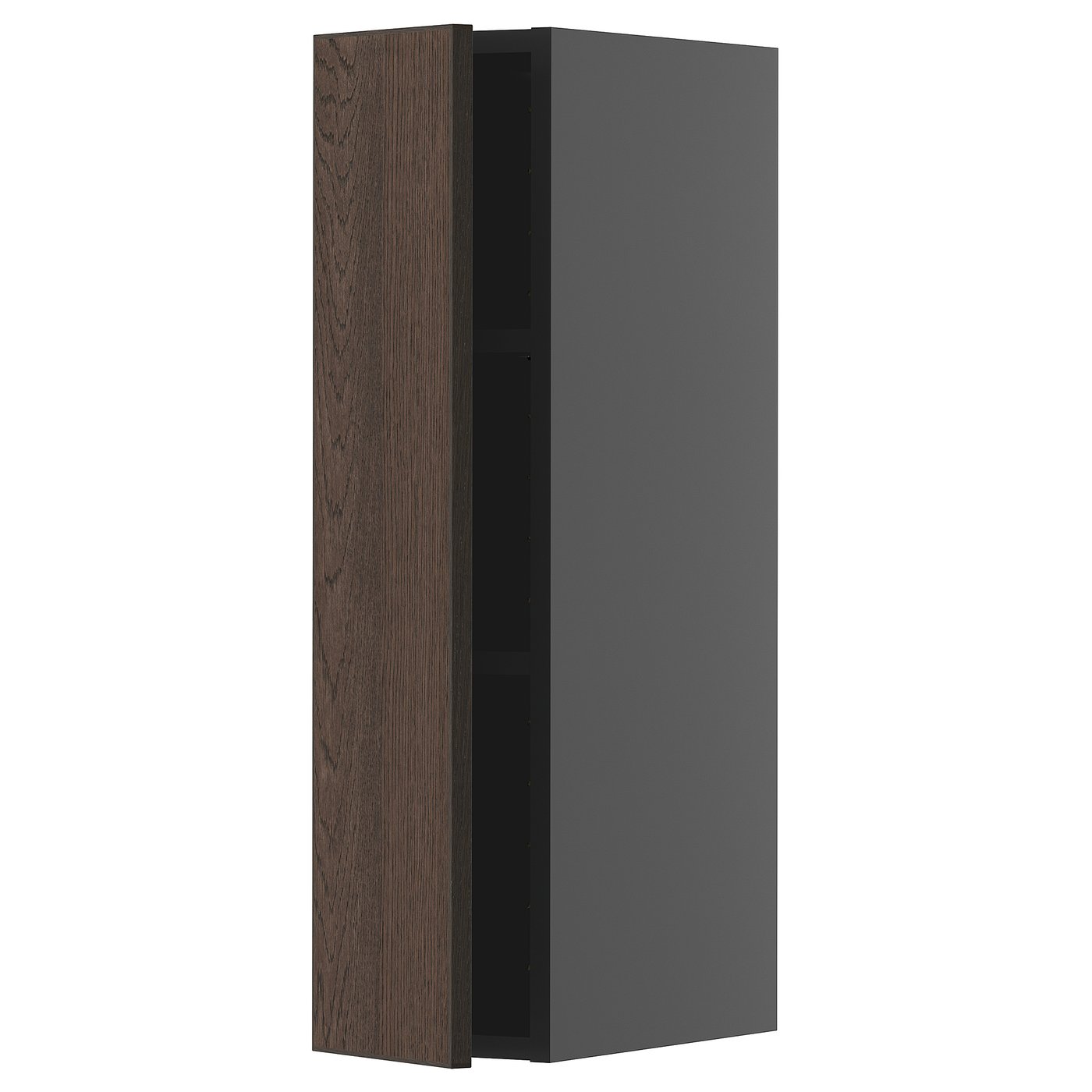 IKEA METOD Wandschrank mit Böden schwarzgrau/Sinarp braun 20x80 cm