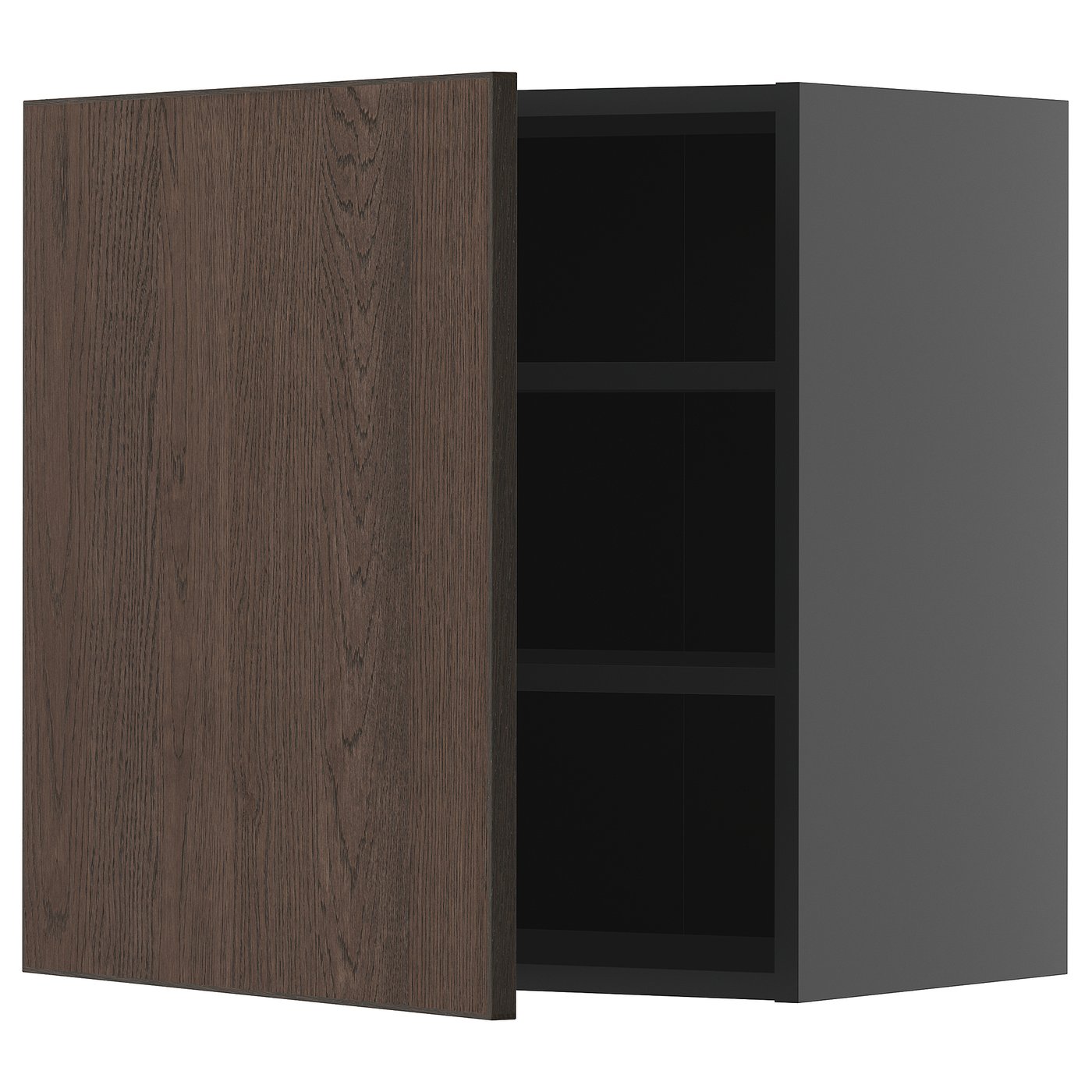 IKEA METOD Wandschrank mit Böden schwarzgrau/Sinarp braun 60x60 cm