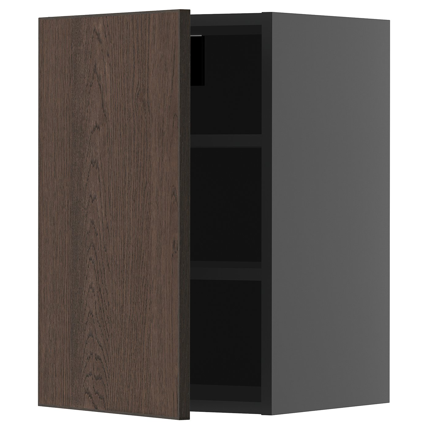 IKEA METOD Wandschrank mit Böden schwarzgrau/Sinarp braun 40x60 cm