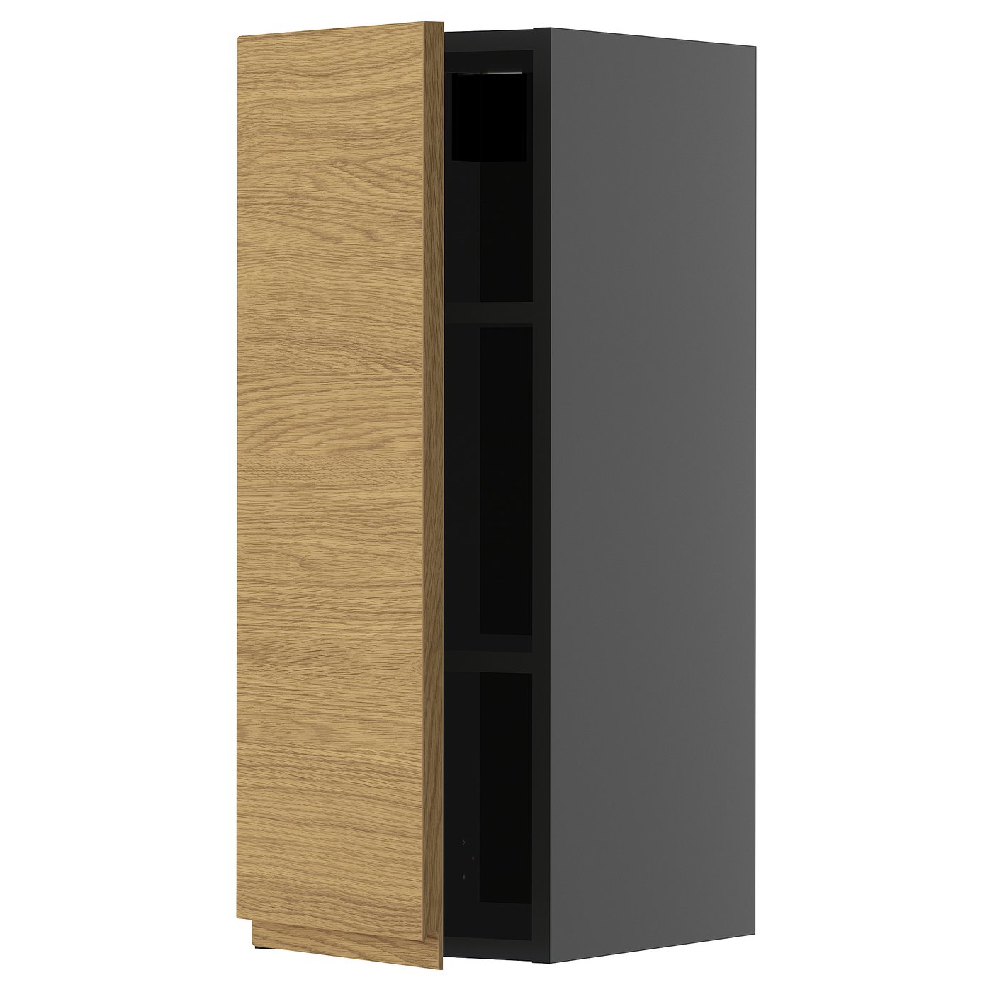 IKEA METOD Wandschrank mit Böden schwarzgrau/Voxtorp Eichenachbildung 30x80 cm