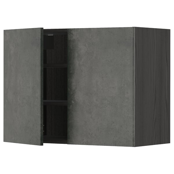 Grauer METOD-Wandschrank mit Betonoberfläche und verstellbaren Regalen.