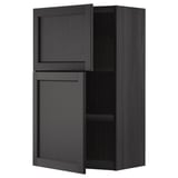 Dunkelgrauer METOD-Küchen-Wandschrank, eine Tür offen mit verstellbarem Regal, traditionelles Design.