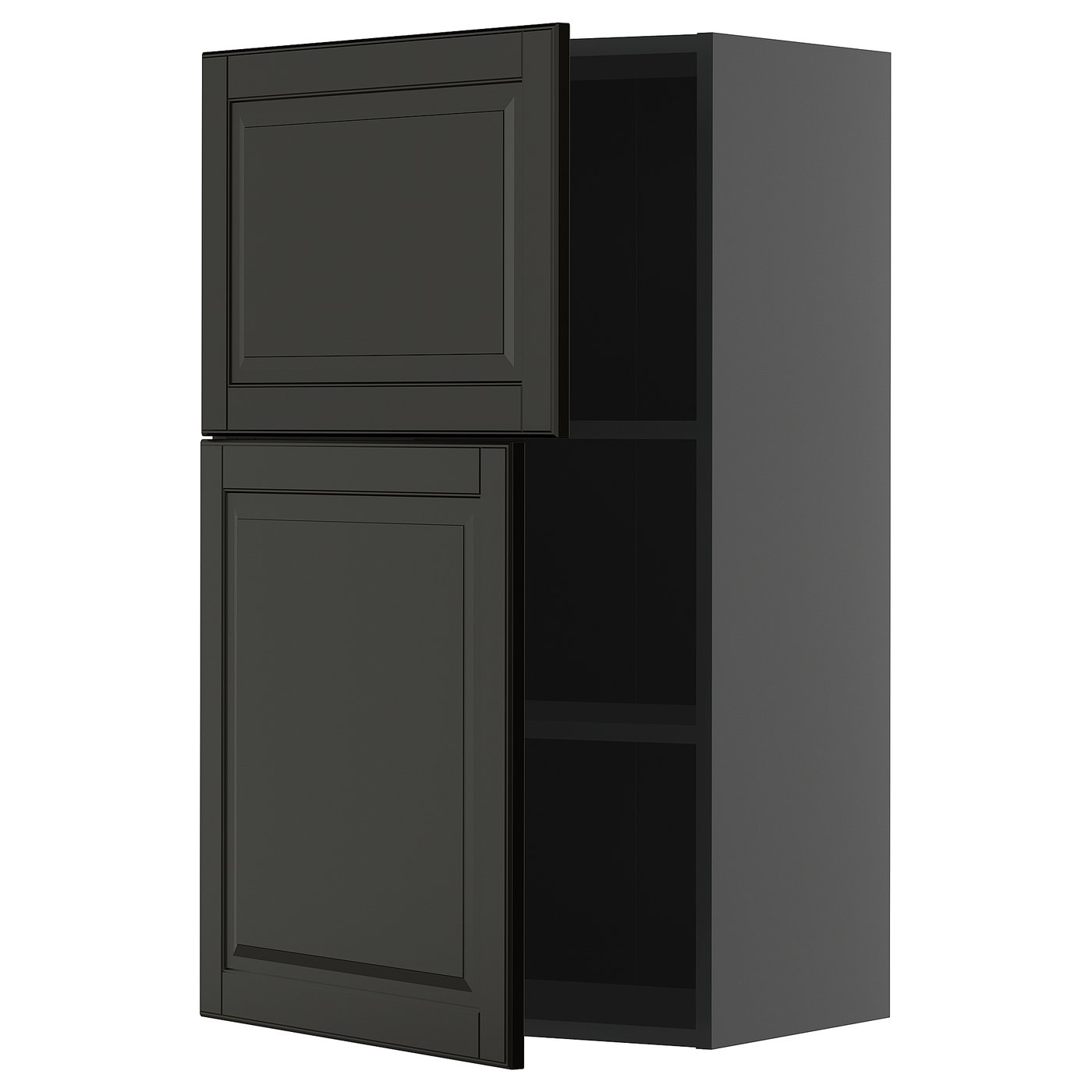 IKEA METOD Wandschrank mit Böden und 2 Türen schwarzgrau/Bodbyn schwarz 60x100 cm