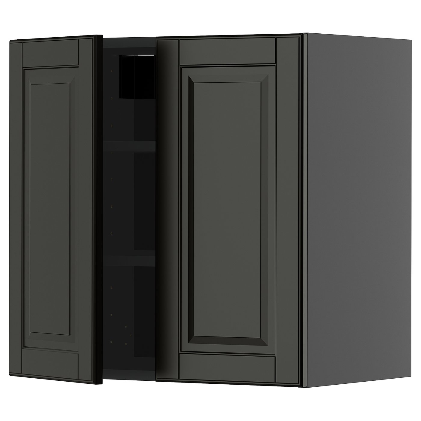 IKEA METOD Wandschrank mit Böden und 2 Türen schwarzgrau/Bodbyn schwarz 60x60 cm