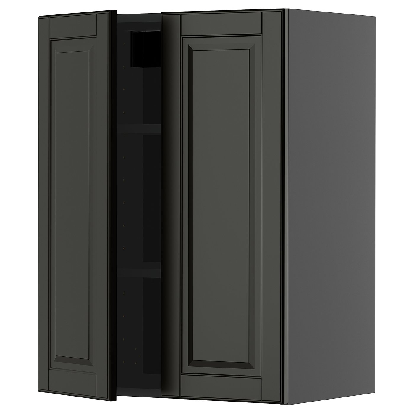 IKEA METOD Wandschrank mit Böden und 2 Türen schwarzgrau/Bodbyn schwarz 60x80 cm