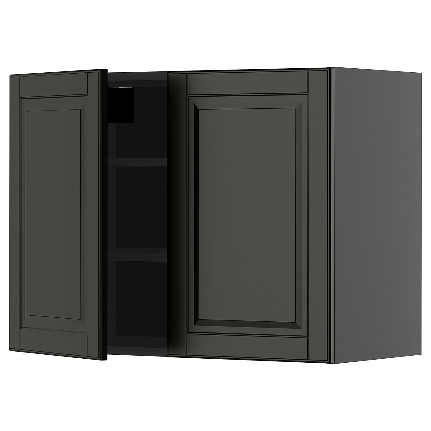 IKEA METOD Wandschrank mit Böden und 2 Türen schwarzgrau/Bodbyn schwarz 80x60 cm