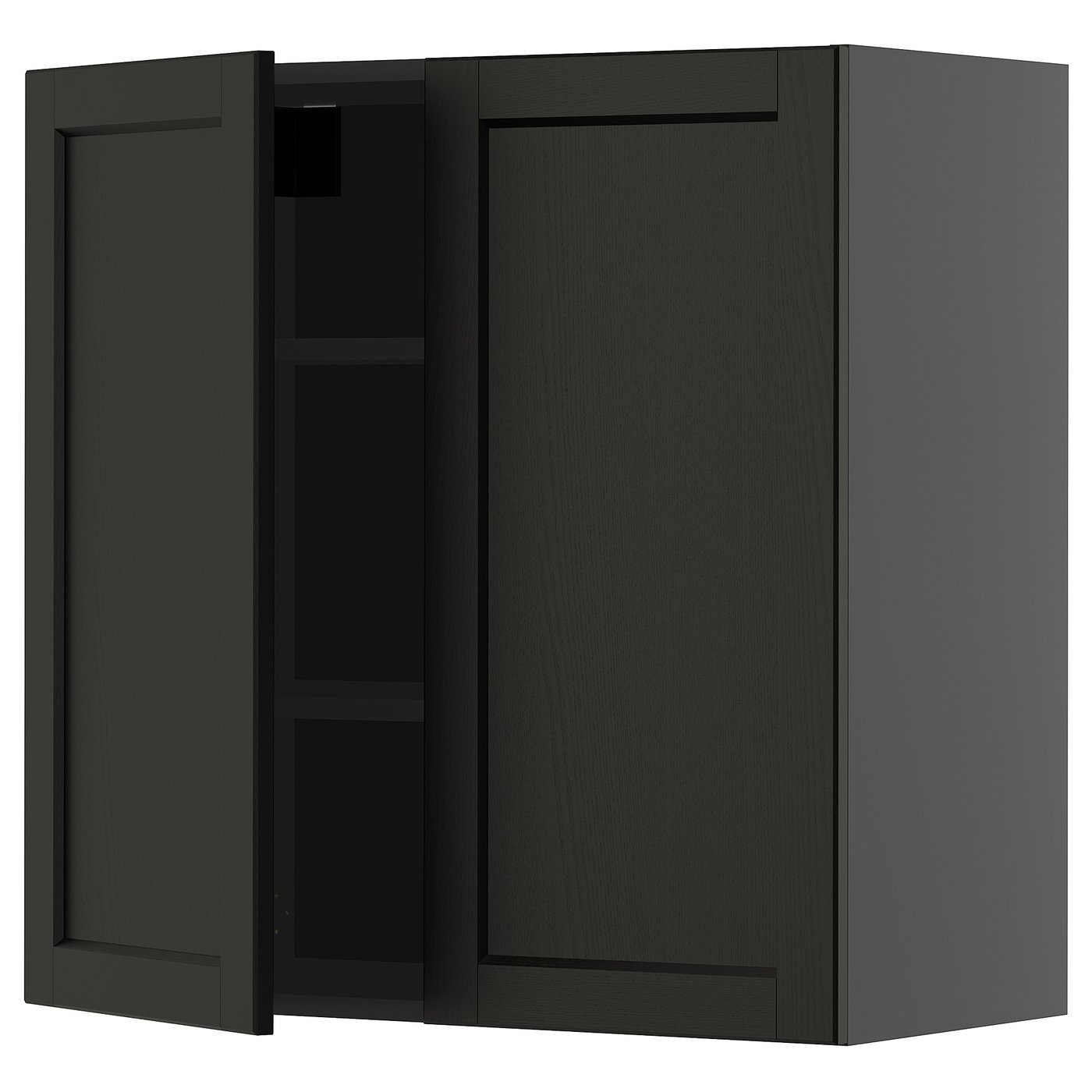 IKEA METOD Wandschrank mit Böden und 2 Türen schwarzgrau/Lerhyttan schwarz lasiert 80x80 cm