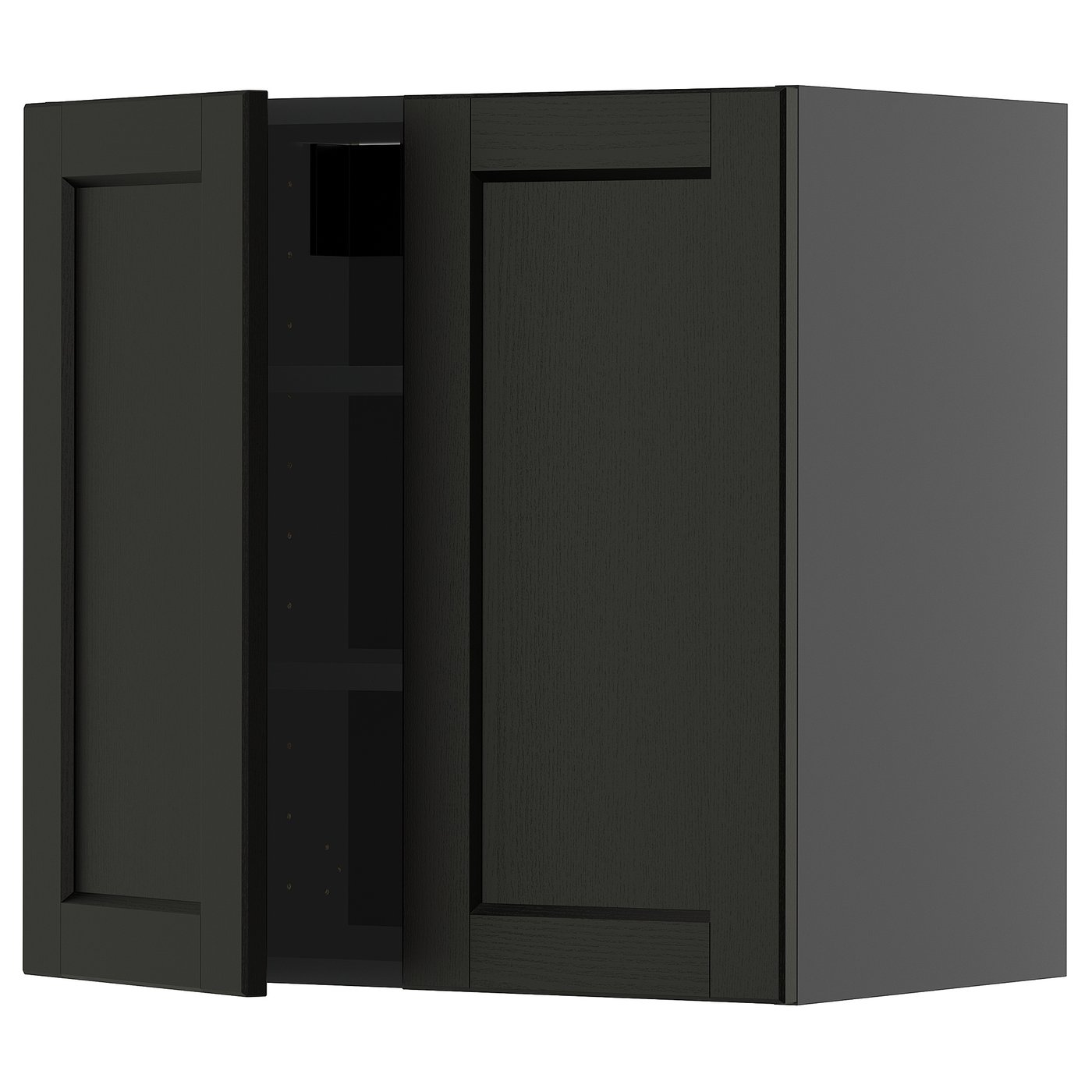 IKEA METOD Wandschrank mit Böden und 2 Türen schwarzgrau/Lerhyttan schwarz lasiert