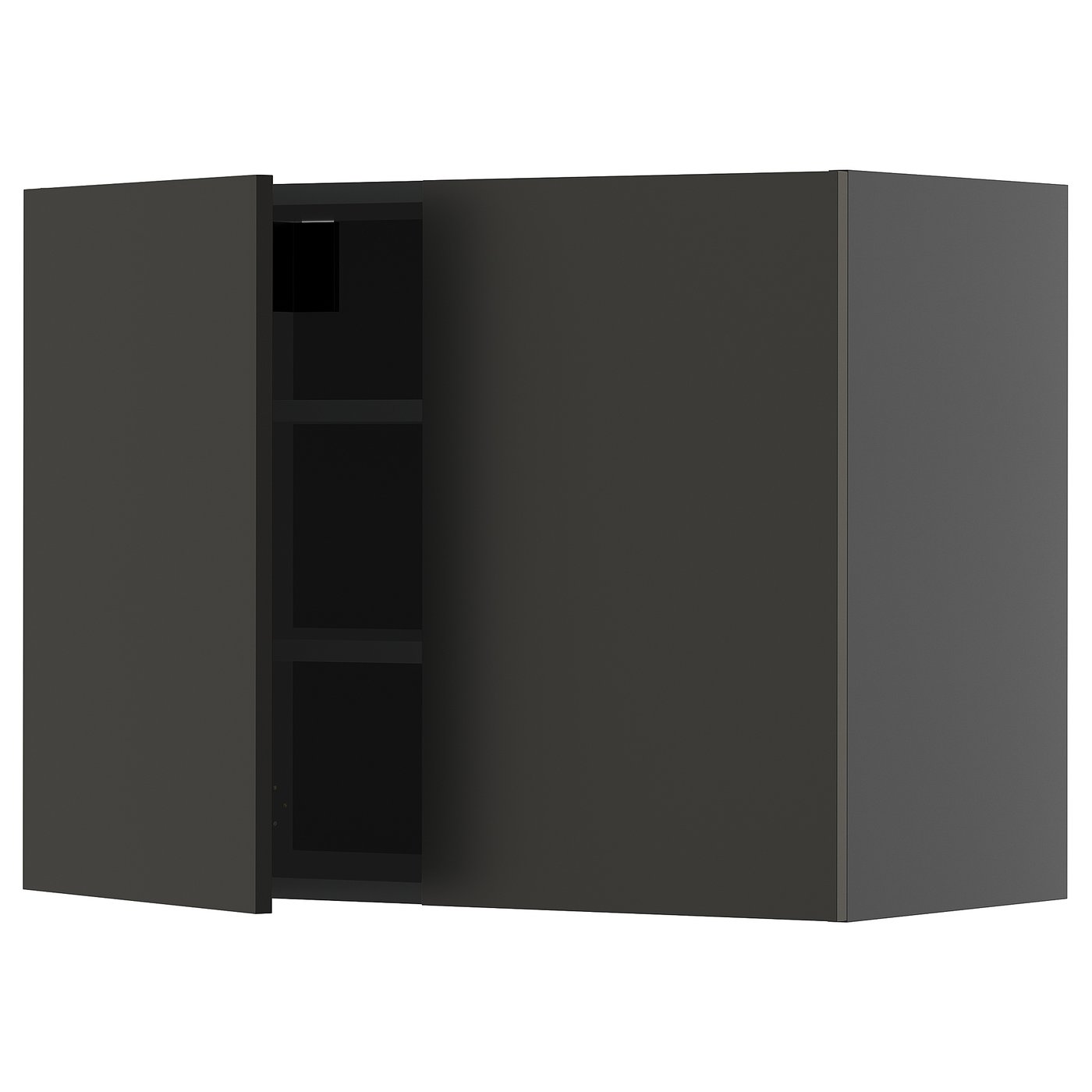IKEA METOD Wandschrank mit Böden und 2 Türen schwarzgrau/Nickebo matt anthrazit 80x60 cm