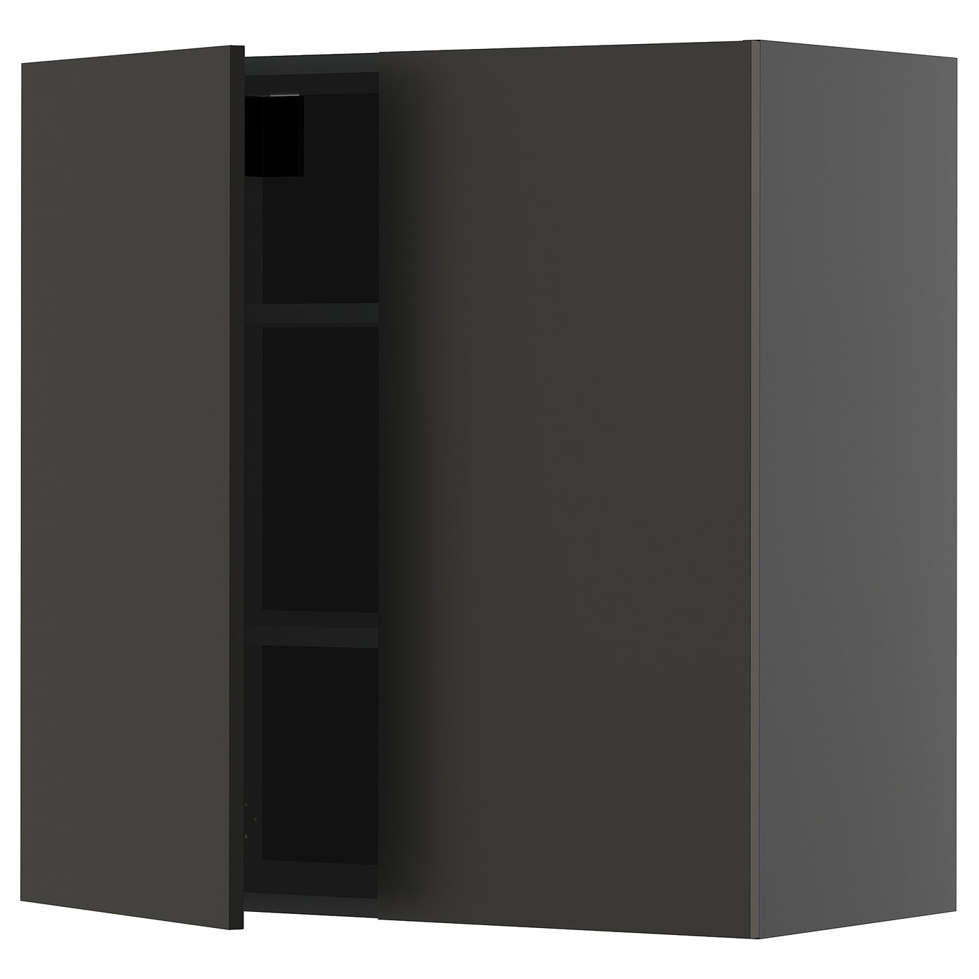 IKEA METOD Wandschrank mit Böden und 2 Türen schwarzgrau/Nickebo matt anthrazit 80x80 cm