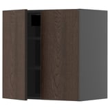 METOD Küchenschrank, dunkelbraunes Holzfinish, zwei Türen, quadratische Form, robuste Ausführung.
