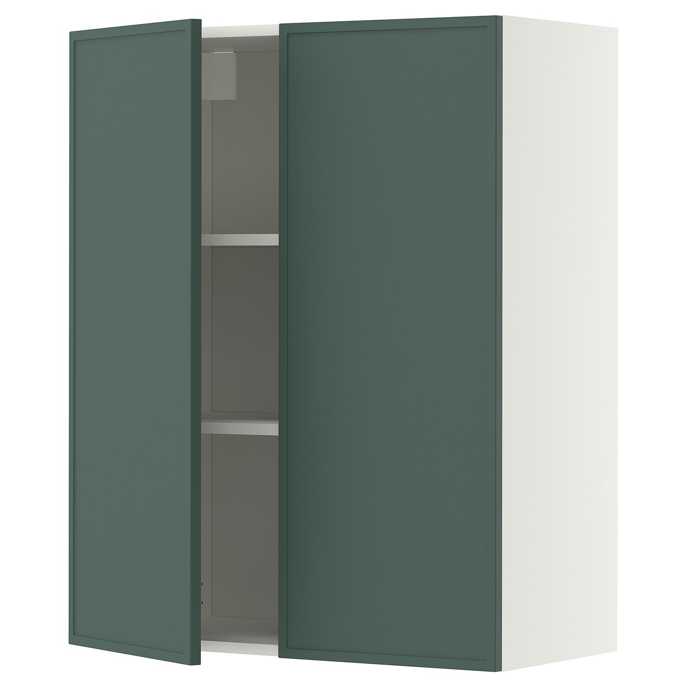 IKEA METOD Wandschrank mit Böden und 2 Türen weiß/Aspudden dunkel graugrün 80x100 cm