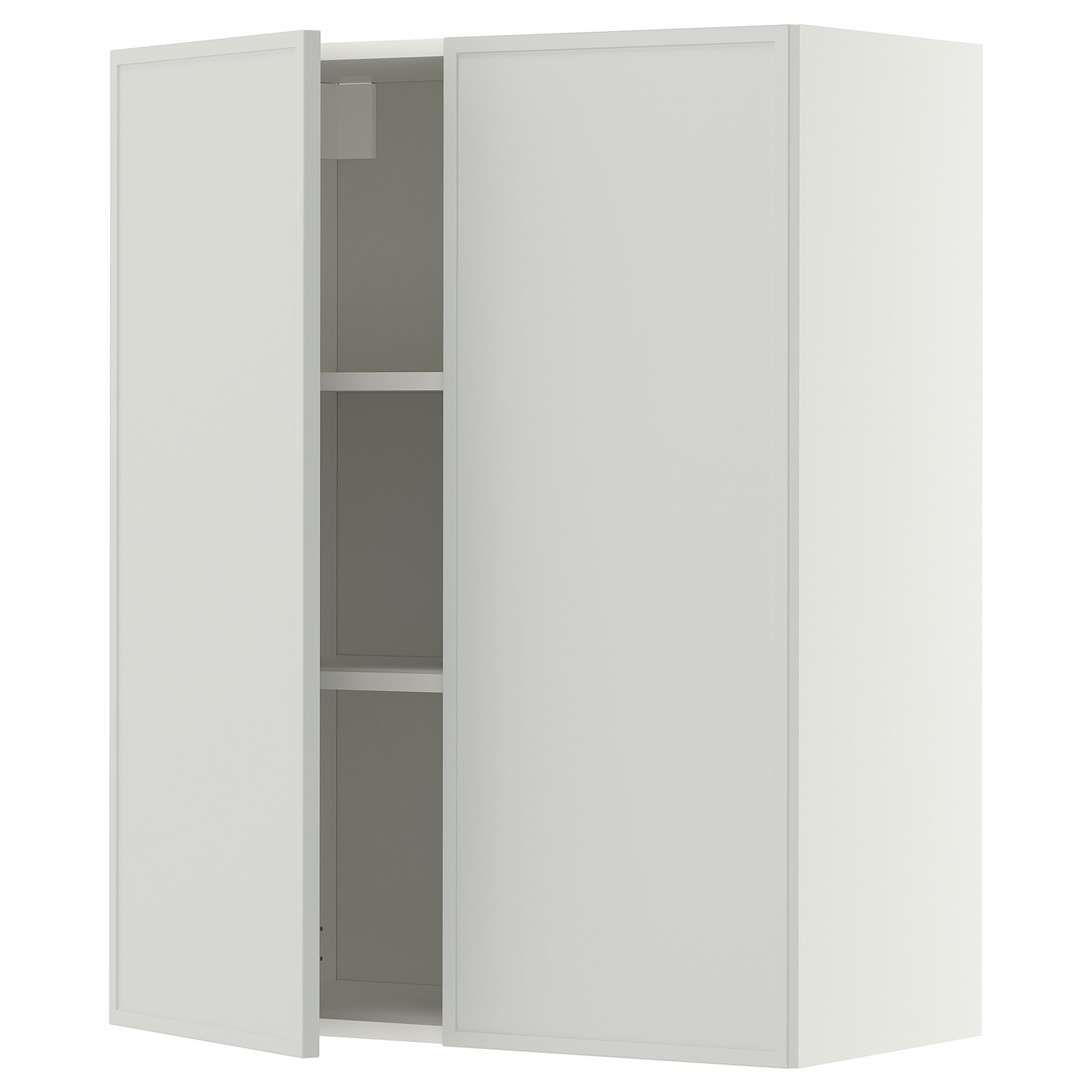 IKEA METOD Wandschrank mit Böden und 2 Türen weiß/Aspudden hellgrau 80x100 cm