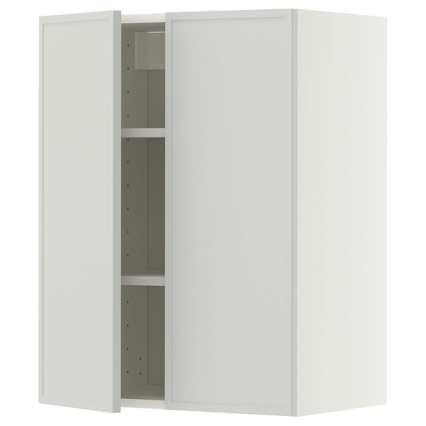 IKEA METOD Wandschrank mit Böden und 2 Türen weiß/Aspudden hellgrau 60x80 cm