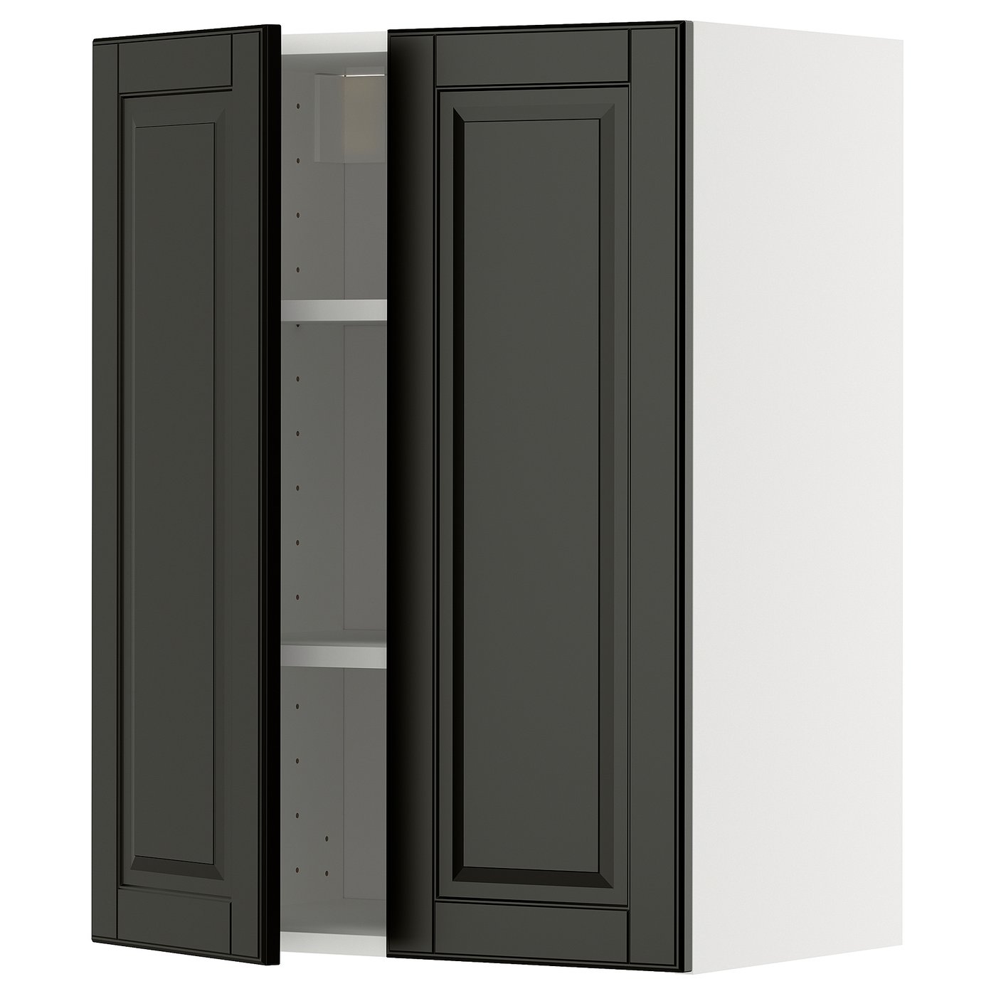 IKEA METOD Wandschrank mit Böden und 2 Türen weiß/Bodbyn schwarz 60x80 cm