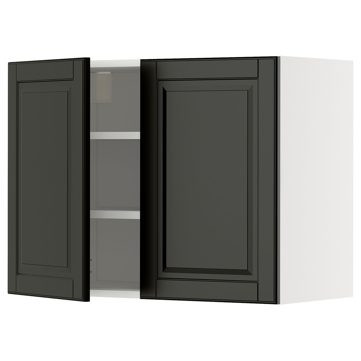 IKEA METOD Wandschrank mit Böden und 2 Türen weiß/Bodbyn schwarz 80x60 cm