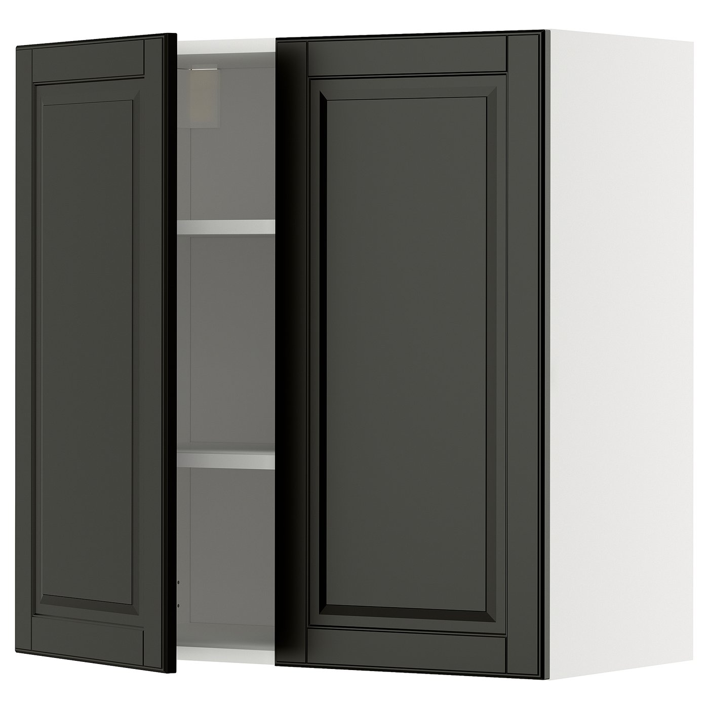 IKEA METOD Wandschrank mit Böden und 2 Türen weiß/Bodbyn schwarz 80x80 cm