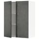Dunkelgrauer moderner Wandschrank mit 2 Türen und 3 Regalen, schlankes, minimalistisches Design.