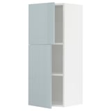 Moderner graublauer Küchenschrank mit Hochglanz-Finish.