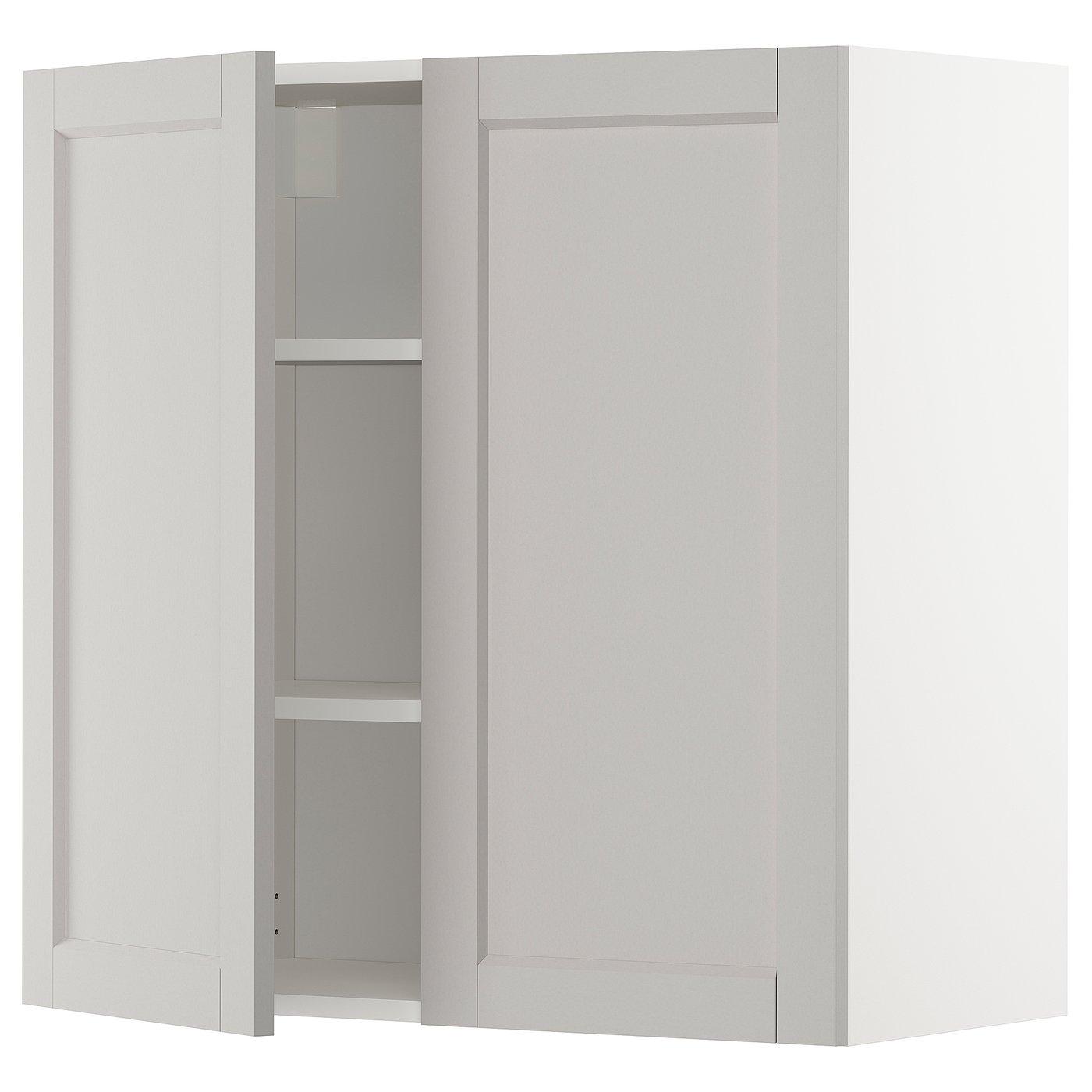 IKEA METOD Wandschrank mit Böden und 2 Türen weiß/Lerhyttan hellgrau 80x80 cm