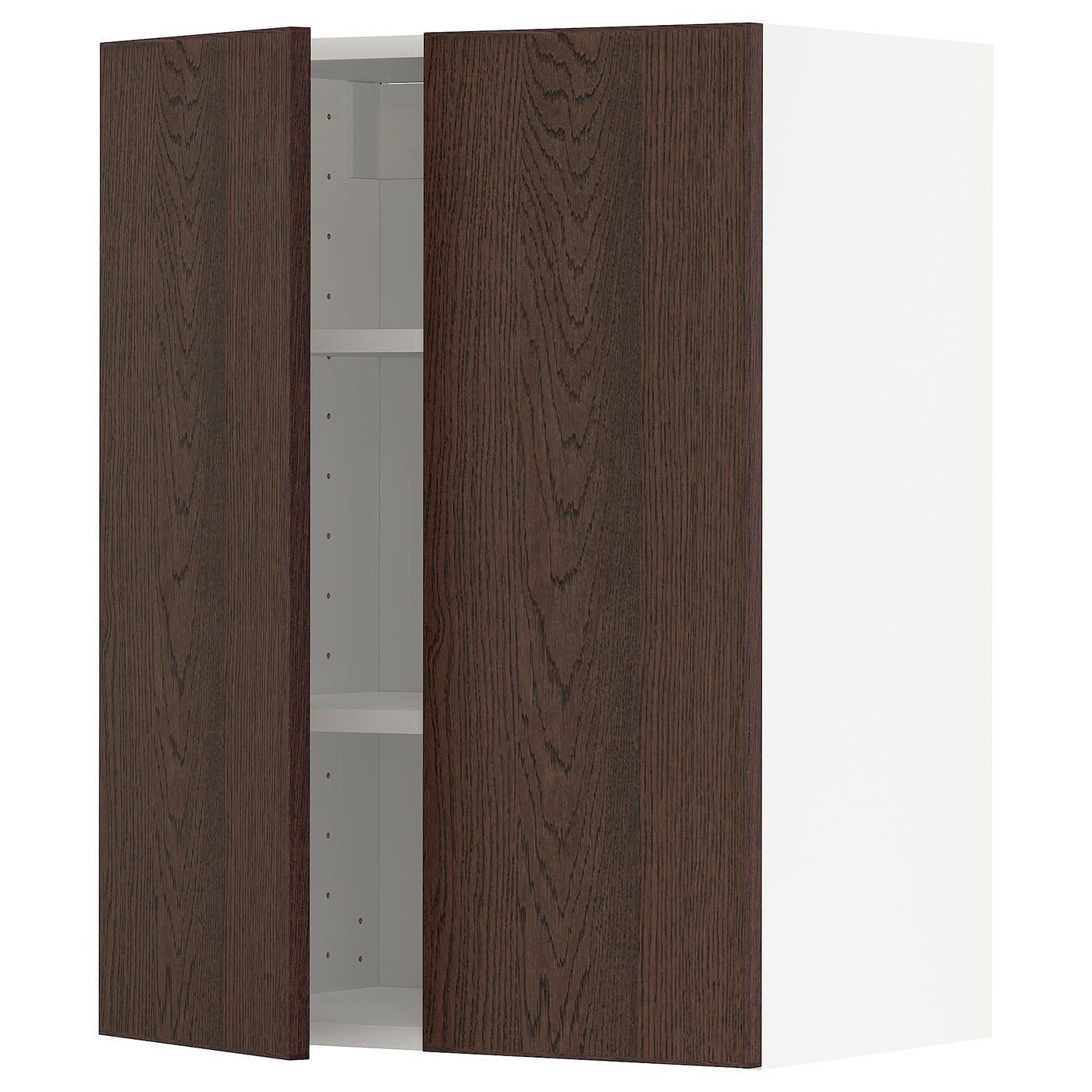 IKEA METOD Wandschrank mit Böden und 2 Türen weiß/Sinarp braun 60x80 cm