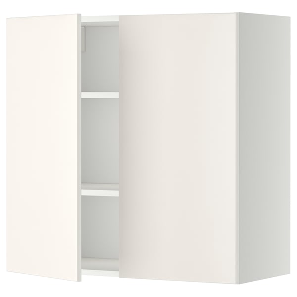 METOD weißer Wandschrank, rechteckige Form, glattes Design, 2 Türen, 2 Regale.