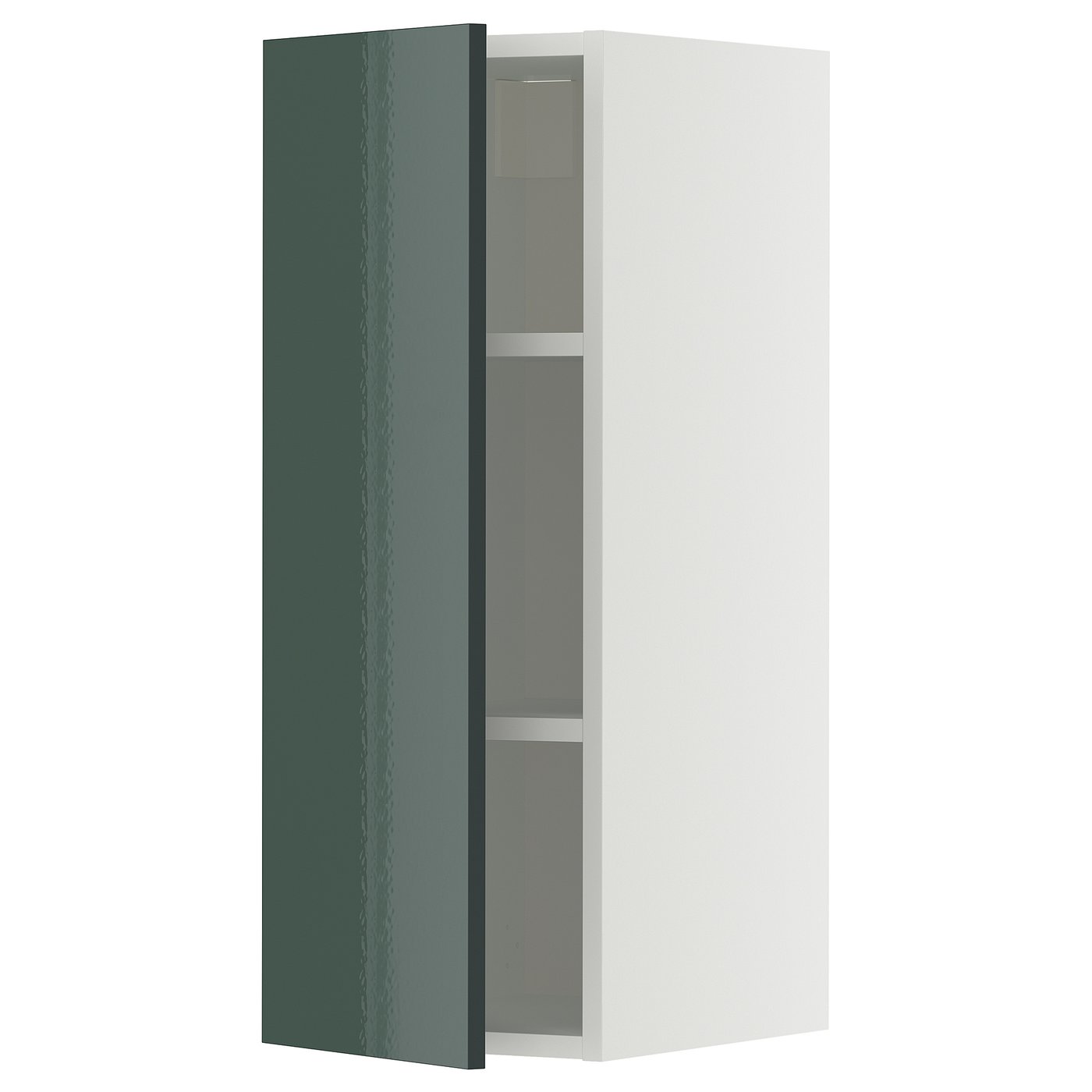 IKEA METOD Wandschrank mit Böden weiß/Kallarp Hochglanz dunkel graugrün 30x80 cm