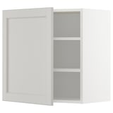 Weißer METOD Küchenschrank mit 3 Regalen, modernem Design, klaren Linien, abgeschrägten Kanten.