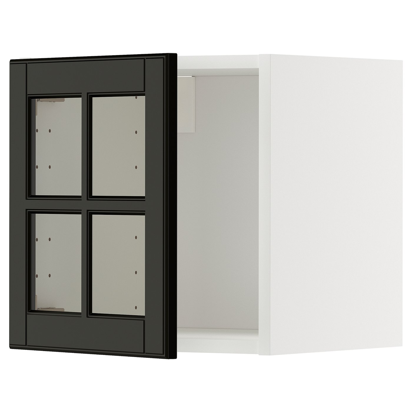 IKEA METOD Wandschrank mit Vitrinentür weiß/Bodbyn schwarz