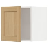 Ikea METOD weißer Wandschrank mit heller Holztür, klassisches Schrägendesign.