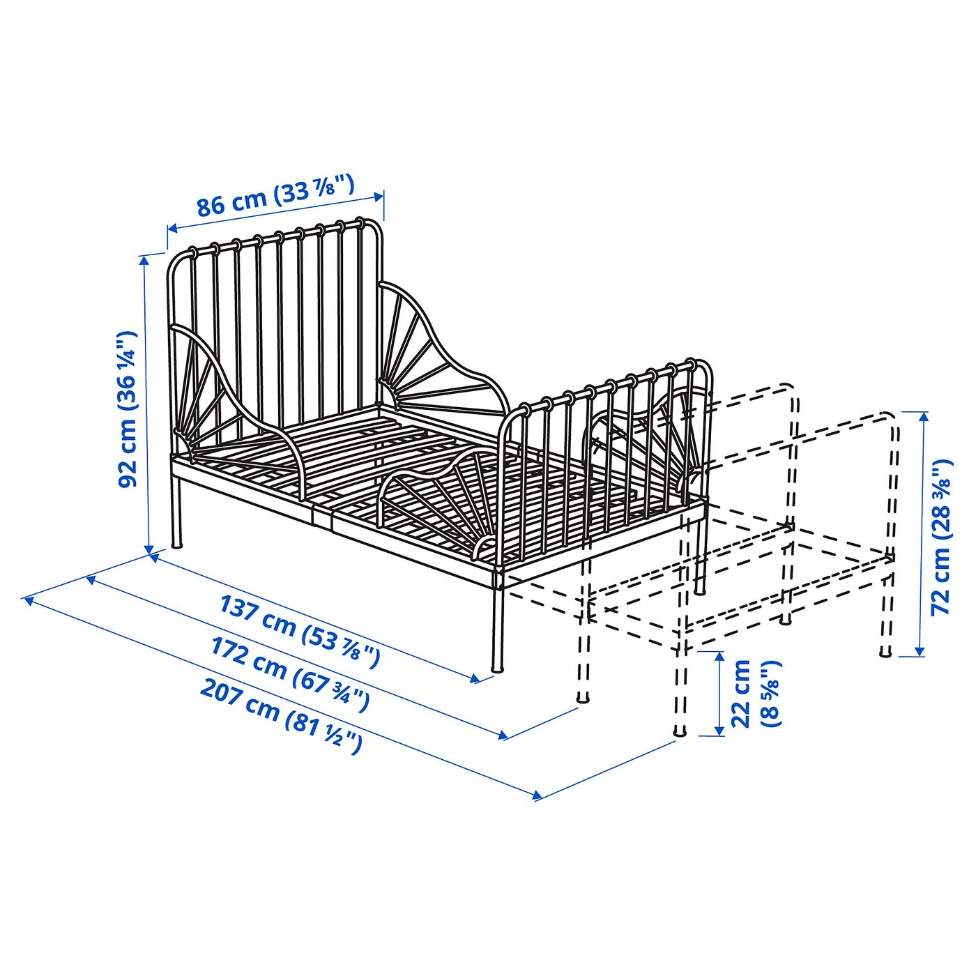 Thumbnail - IKEA MINNEN Bettgest.m Federholzrahmen ausz. weiß