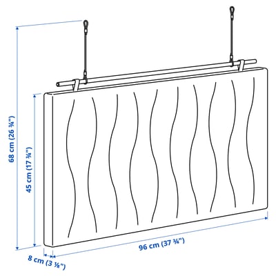 MITTZON: hängende beige Akustikplatte mit Holzstab, akustischer Schallabsorber für Decken.