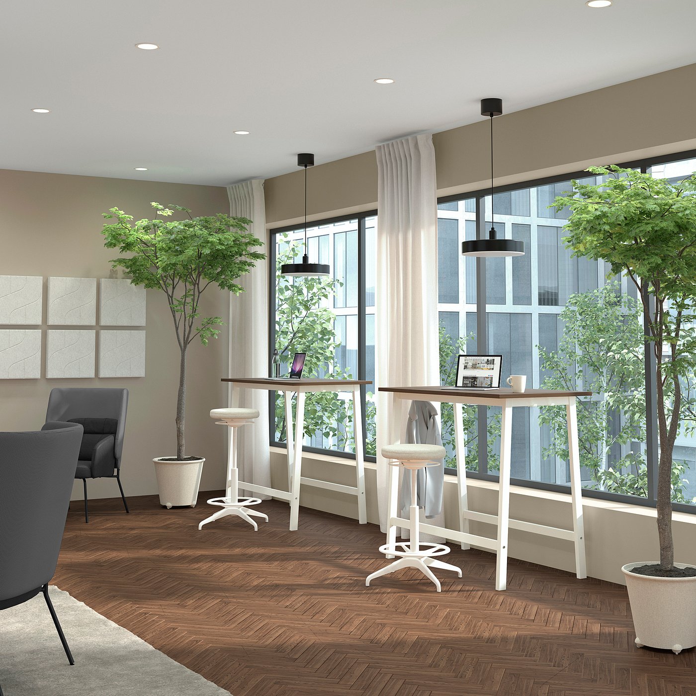 Thumbnail - IKEA MITTZON Konferenztisch Nussbaumfurnier/weiß