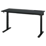MITTZON Schreibtisch, schwarz, rechteckig, höhenverstellbar, modernes Design mit Kabelführung und Haken.