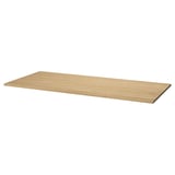 Mitttzon, rechteckiger Schreibtisch, Eichen-Finish, Spanplatte, minimalistisches Design.