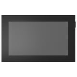 Moderne Aufbewahrung aus schwarzem Metall, Mesh-Front, Aluminiumrahmen.