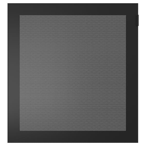 MÖRTVIKEN Metallschrank, dunkelgrau, quadratisch, mit perforierter Tür für Belüftung und Fernzugriff auf das Signal.