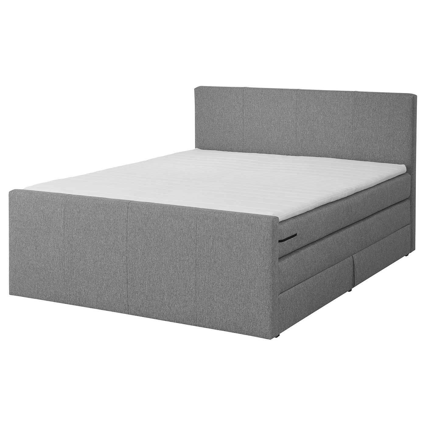 MOGREINA Boxspringbett mit Bettkasten - mit Kopfteil grau - IKEA Deutschland