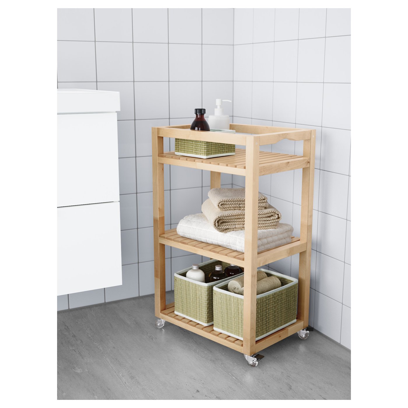 molger rollwagen - birke 33x47x76 cm