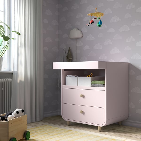 myllra wickeltisch mit schubladen blassrosa ikea deutschland