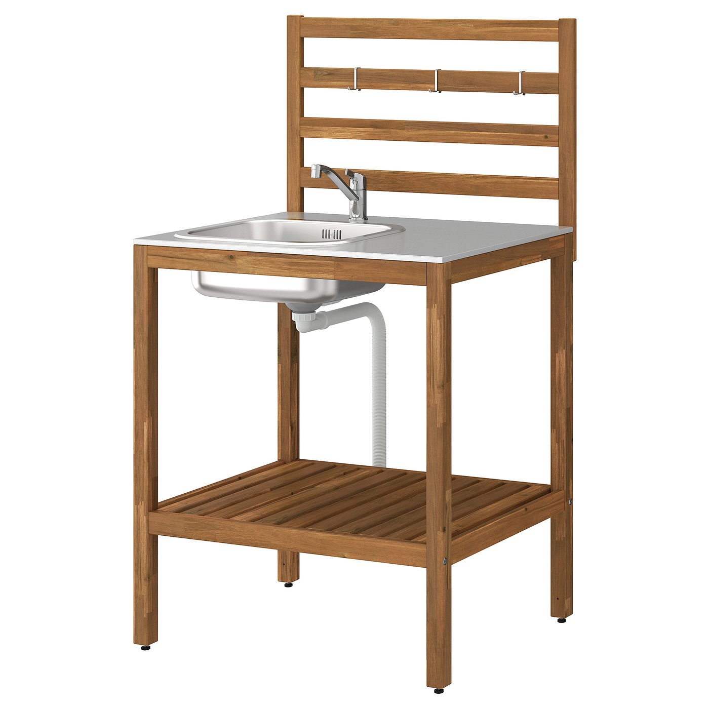 IKEA NÄMMARÖ Küche mit Spüleneinheit/außen hellbraun lasiert/Edelstahl